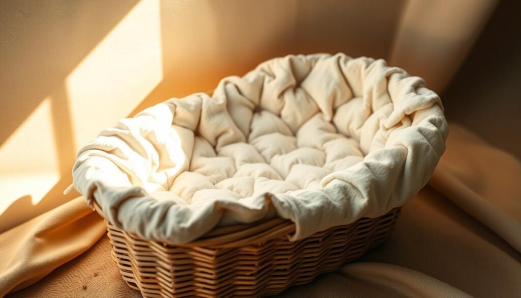 A handmade baby basket mattress, crafted with soft, natural materials. The plush, quilted surface is supported by a sturdy, woven basket base. Warm lighting casts a gentle glow, highlighting the intricate textures and subtle hues of the handcrafted design. The mattress is positioned within the basket, creating a cozy, nest-like environment, perfect for soothing a newborn. Soft, organic fabrics in muted tones complement the rustic, artisanal aesthetic, conveying a sense of comfort and tranquility. The overall scene exudes a serene, intimate atmosphere, inviting the viewer to imagine a peaceful, nurturing space for a cherished little one. A handmade baby basket mattress, crafted with soft, natural materials. The plush, quilted surface is supported by a sturdy, woven basket base. Warm lighting casts a gentle glow, highlighting the intricate textures and subtle hues of the handcrafted design. The mattress is positioned within the basket, creating a cozy, nest-like environment, perfect for soothing a newborn. Soft, organic fabrics in muted tones complement the rustic, artisanal aesthetic, conveying a sense of comfort and tranquility. The overall scene exudes a serene, intimate atmosphere, inviting the viewer to imagine a peaceful, nurturing space for a cherished little one.