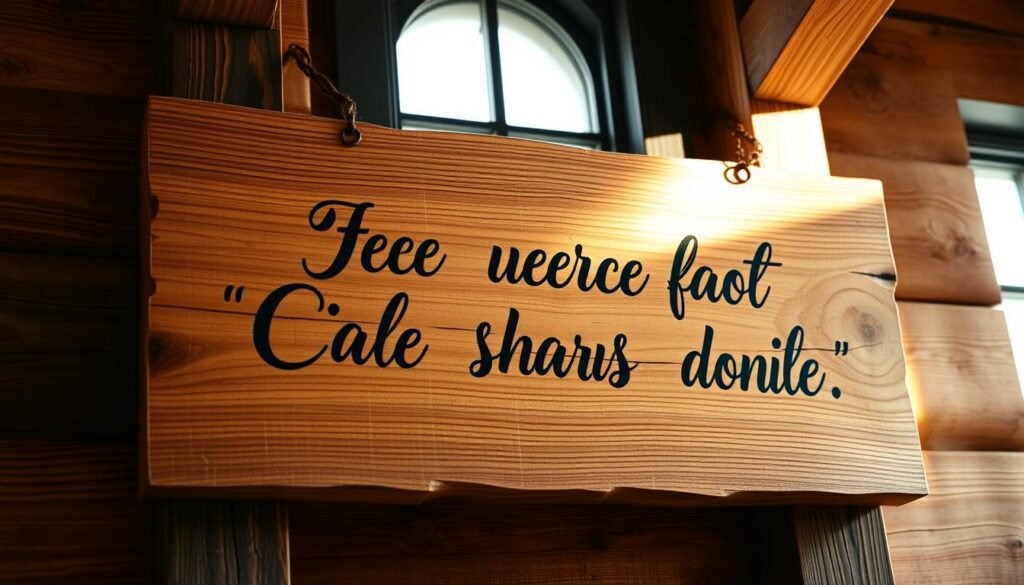 A rustic wooden wall sign with a warm, weathered appearance, set against a backdrop of natural wood textures. The sign features a meaningful, hand-painted message in a stylized font, casting soft shadows across the uneven surface. Soft natural lighting from a window casts a gentle glow, highlighting the grain and imperfections of the wood. The sign is mounted on wooden beams or a reclaimed wood panel, creating a charming, farmhouse-inspired aesthetic. The overall scene conveys a sense of cozy, inviting charm, perfect for a personalized Christmas gift. A rustic wooden wall sign with a warm, weathered appearance, set against a backdrop of natural wood textures. The sign features a meaningful, hand-painted message in a stylized font, casting soft shadows across the uneven surface. Soft natural lighting from a window casts a gentle glow, highlighting the grain and imperfections of the wood. The sign is mounted on wooden beams or a reclaimed wood panel, creating a charming, farmhouse-inspired aesthetic. The overall scene conveys a sense of cozy, inviting charm, perfect for a personalized Christmas gift.