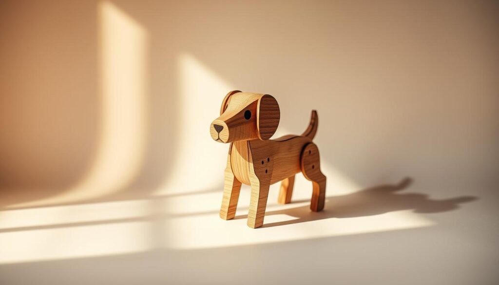 A beautifully crafted wooden toy dog template, meticulously designed for the avid crafter. The object sits in a warm, well-lit studio setting, casting soft shadows on a clean, minimalist background. The template features intricate patterns and textures, with a rustic, handcrafted charm that evokes the timeless appeal of classic wooden toys. Subtle highlights accentuate the natural grain and contours of the wood, inviting the viewer to imagine the process of bringing this whimsical creation to life. The overall composition conveys a sense of simplicity, inviting the viewer to focus on the design details and the versatility of this adaptable template. A beautifully crafted wooden toy dog template, meticulously designed for the avid crafter. The object sits in a warm, well-lit studio setting, casting soft shadows on a clean, minimalist background. The template features intricate patterns and textures, with a rustic, handcrafted charm that evokes the timeless appeal of classic wooden toys. Subtle highlights accentuate the natural grain and contours of the wood, inviting the viewer to imagine the process of bringing this whimsical creation to life. The overall composition conveys a sense of simplicity, inviting the viewer to focus on the design details and the versatility of this adaptable template.