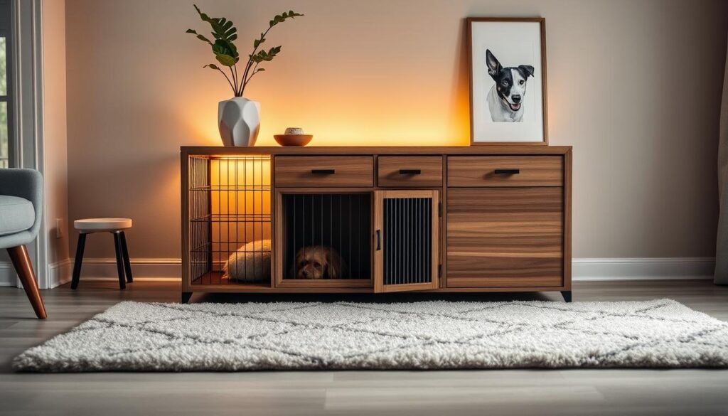 dog crate console diy with storage